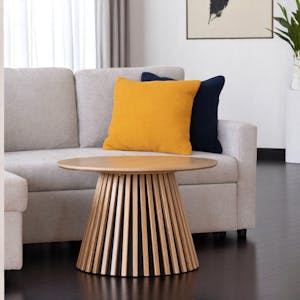 Table basse ronde en chêne clair avec piètement baguette ø70 cm AMSTERDAM